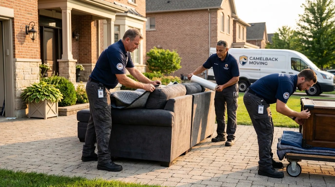 Large estate moving crew wrapping furniture in Amory, MS